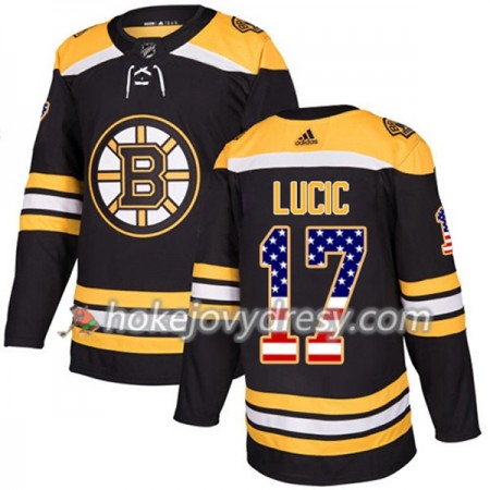 Pánské Hokejový Dres Boston Bruins Milan Lucic 17 2017-2018 USA Flag Fashion Černá Adidas Authentic